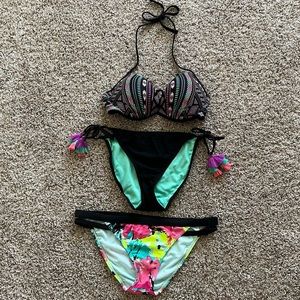 Xhilaration Mix & Match Push-Up 3 Pieces Bikini Set Size Medium